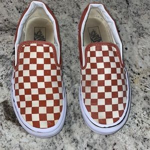 Checkered Vans slip on shoes